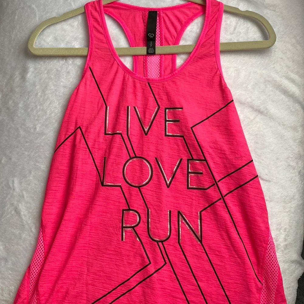 Pink workout tank “Live Love Run”